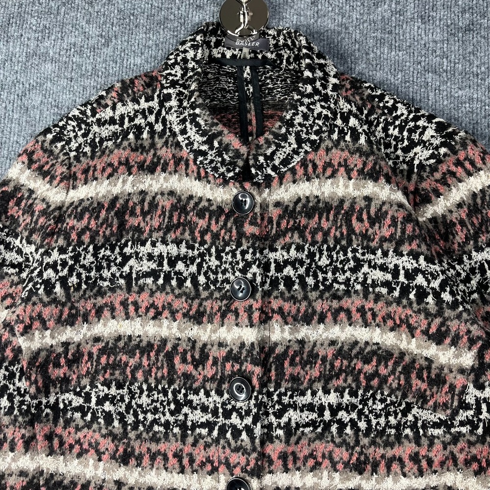 Basler Cardigan Sweater Women Multicolor Textured Tight knit Striped Warm Winter - Picture 9 of 13